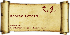 Kehrer Gerold névjegykártya